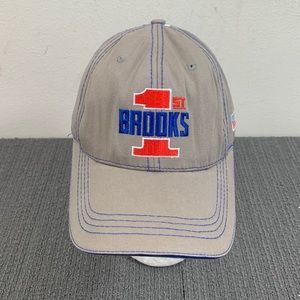 Brooks 1st Baseball Hat Mens Adjustable Gray Red Blue Strapback Cap